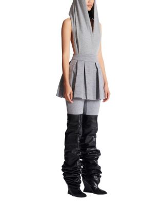  Short Pleated Cotton Knit Skirt