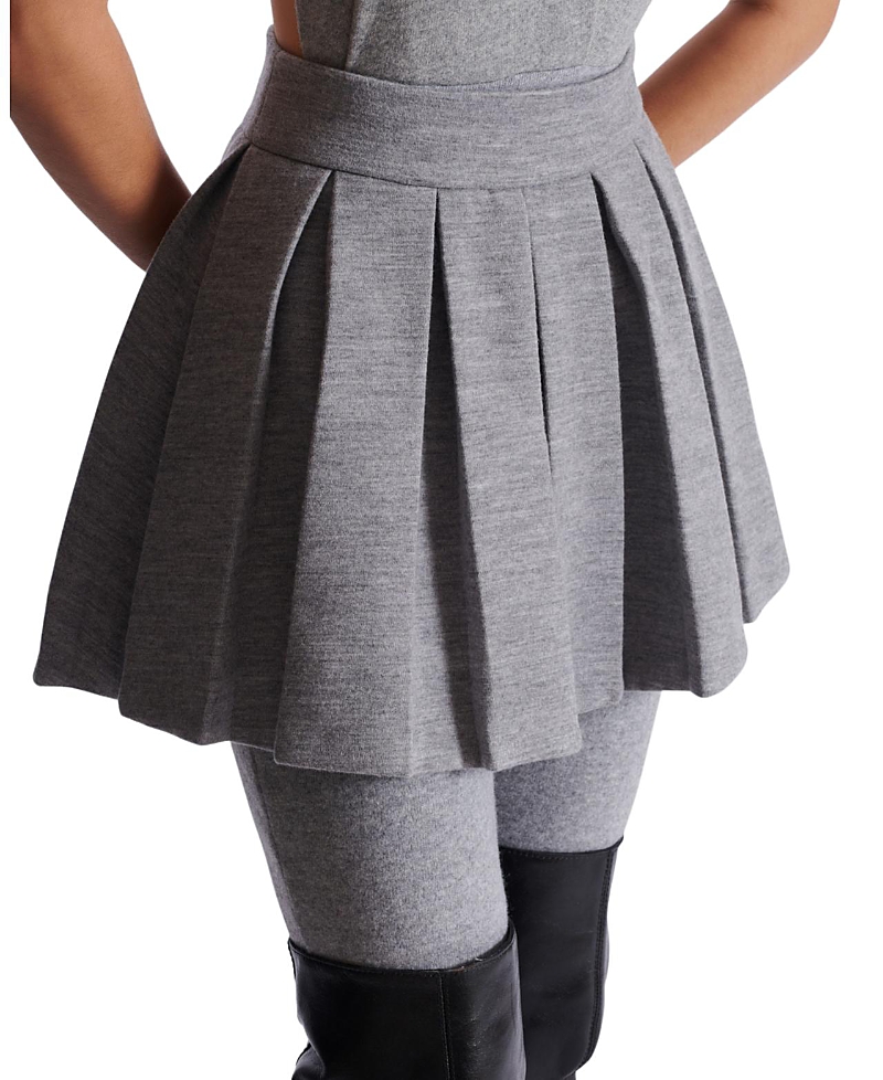 Balmain Short Pleated Cotton Knit Skirt In Gray