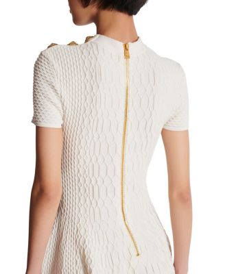 Flared Crocodile-Knit Dress