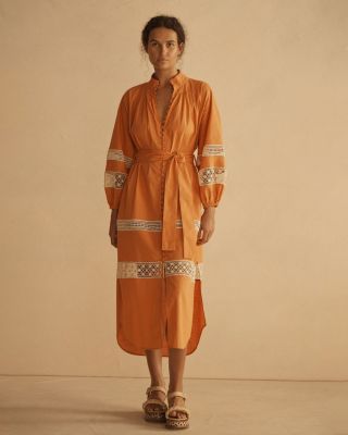 TANGELO Lace Trim Billow Sleeve Resort Dress