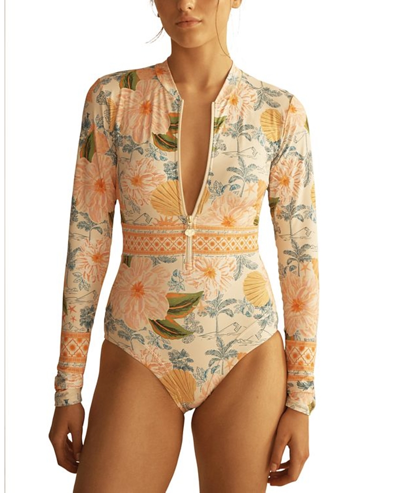 Aur Ocea Alcio Panelled Long Sleeve One Piece In Multi