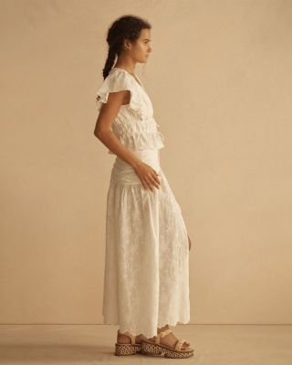 VINYA Ruffle Sleeve Drawstring Top