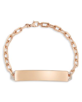 18K Rose Gold Carrington Diamond Edge ID Bracelet