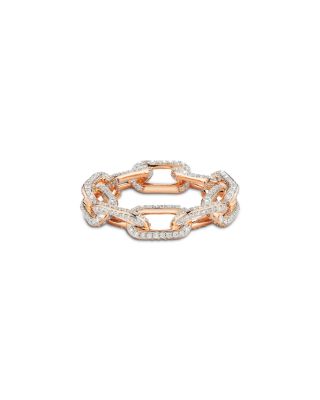 18K Rose Gold Saxon Diamond Chain Link Ring