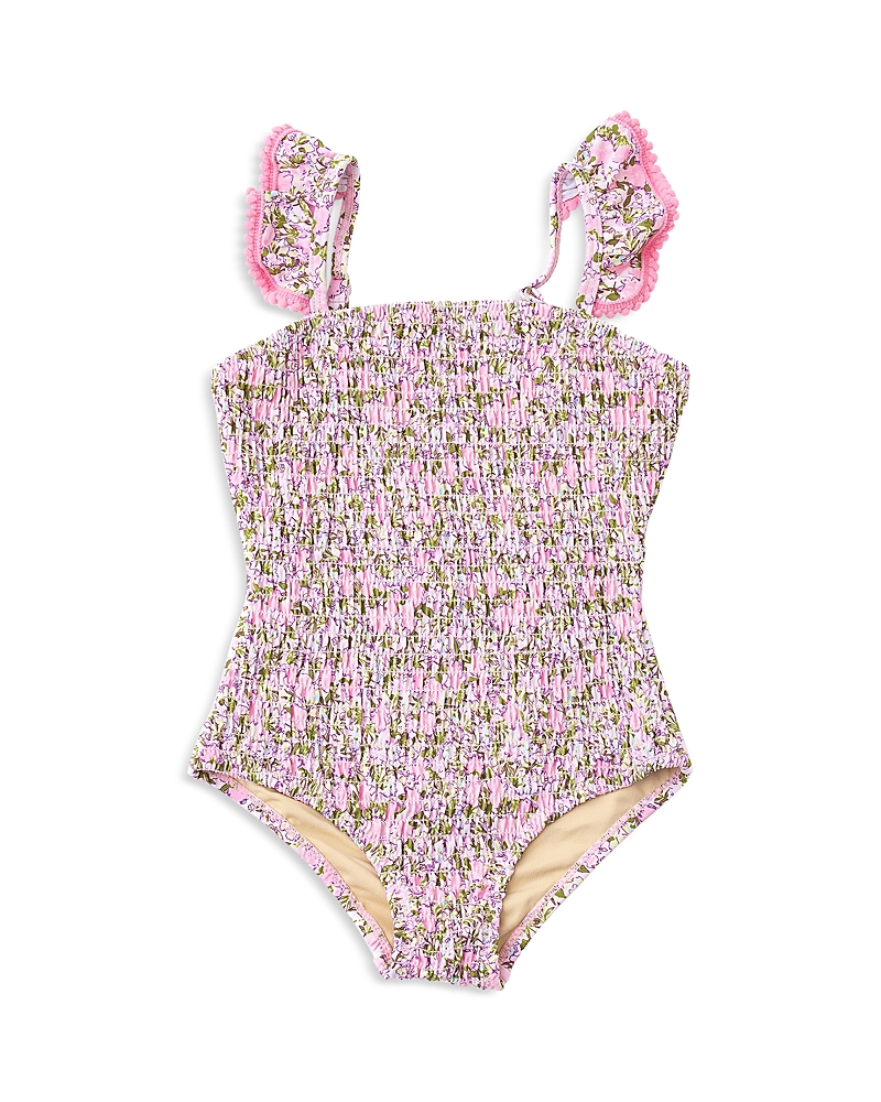 Shade Critters Girls' Blushing Blooms Smocked One Piece Swimsuit - Little Kid, Big Kid