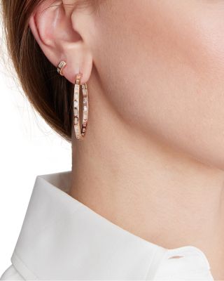 18K Rose Gold Ottoline Diamond Baguette Medium Hoop Earrings