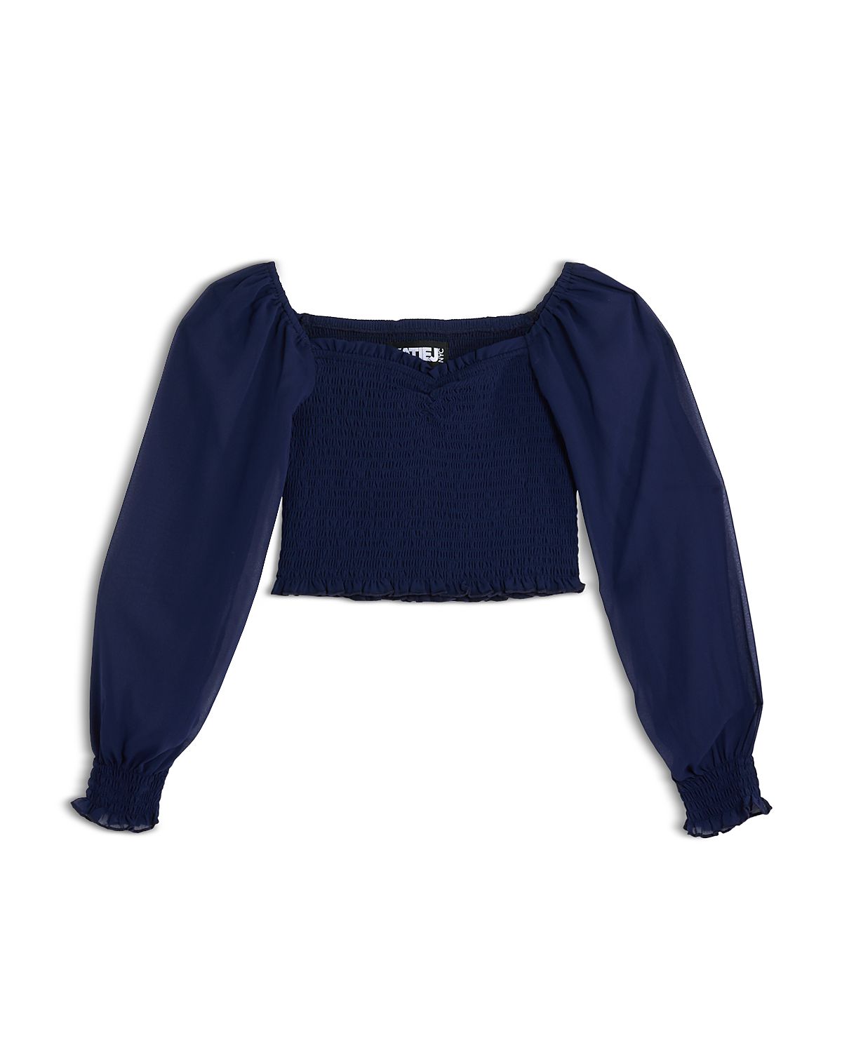 KatieJnyc Girls' Chloe Sheer Sleeve Top - Big Kid