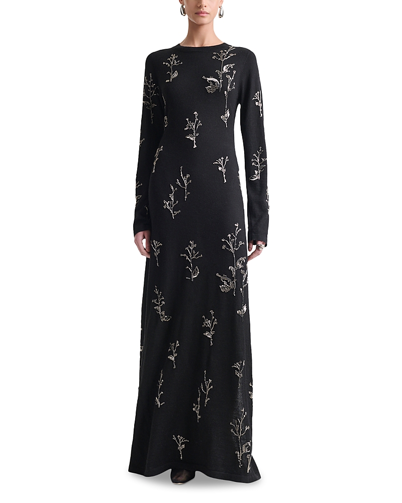 Altuzarra Bozka Beaded Long-sleeve Dress In Black
