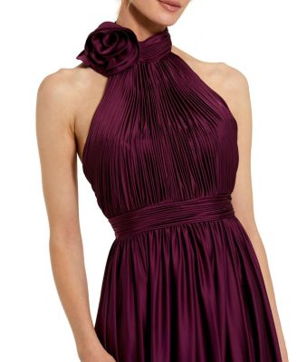  Rosette Halter Chiffon Evening Gown
