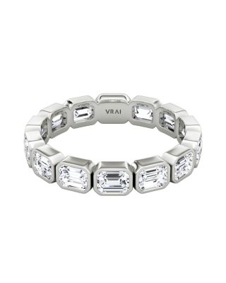  Bezel Eternity Band in Platinum, 3ctw Emerald Lab Grown Diamonds