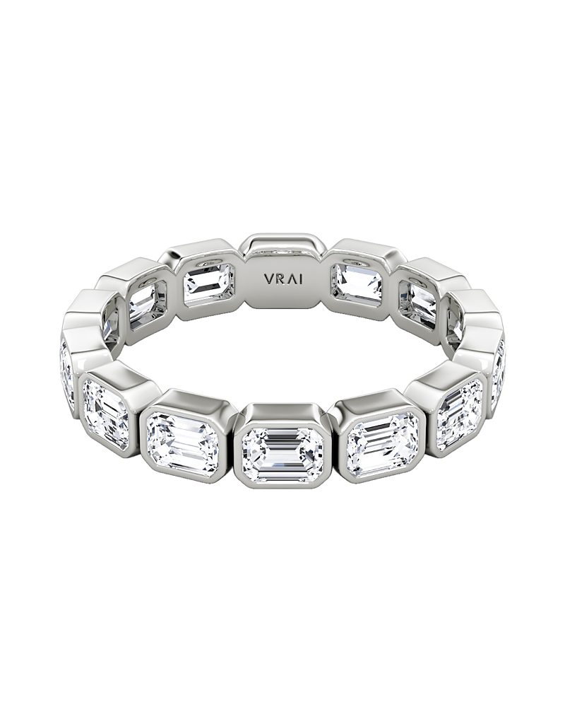 Vrai Bezel Eternity Band In Platinum, 2.4ctw Emerald Lab Created Diamonds In Metallic