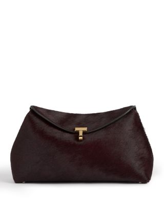 T Lock Calf Hair Convertible Clutch