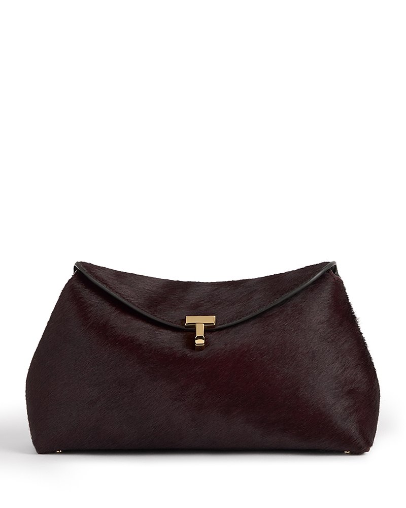Totême T Lock Calf Hair Convertible Clutch In Burgundy