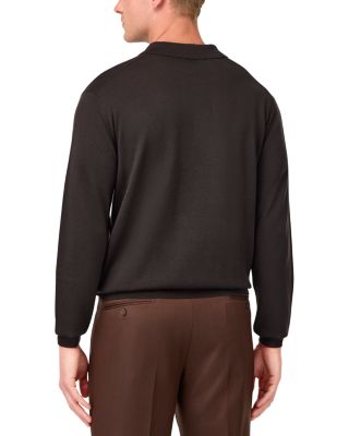 Extrafine Merino Wool Long Sleeve Knitted Polo Shirt