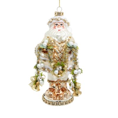 Jeweled Glass Santa Ornament