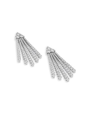 Diamond Cascade Drop Earrings in 14K White Gold, 3.50 tcw