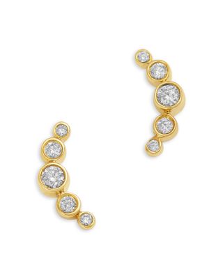 Bezel Diamond Earclimbers in 14K Yellow Gold, 0.15 tcw