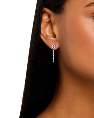 Tanzanite & Diamond Chain Hoop Earrings in 14K White Gold