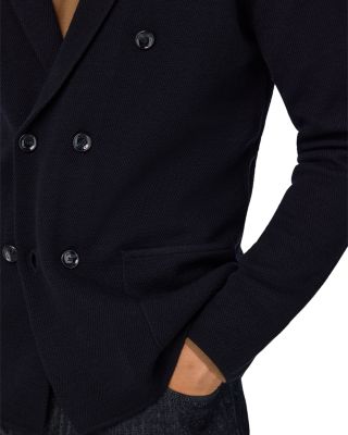 Extra Fine Merino Wool Knitted Regular Fit Double Breasted Blazer - Exclusive