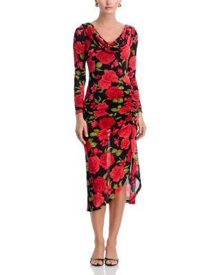 Rose Jersey Cowl Neck Midi Dress - Exclusive
