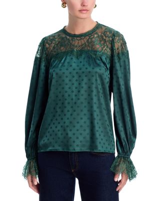 Polka Dot Lace Long Sleeve Top - Exclusive