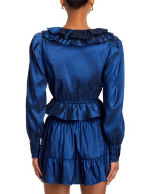 Crinkle Ruffle Collar Long Sleeve Blouse - Exclusive
