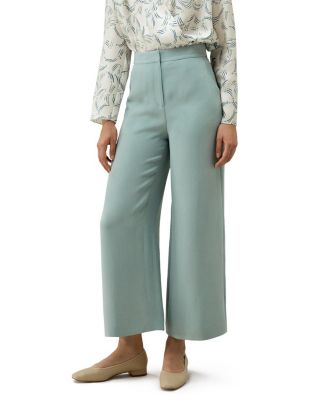 Silk Wide Leg Tailored Pant with Mid Rise