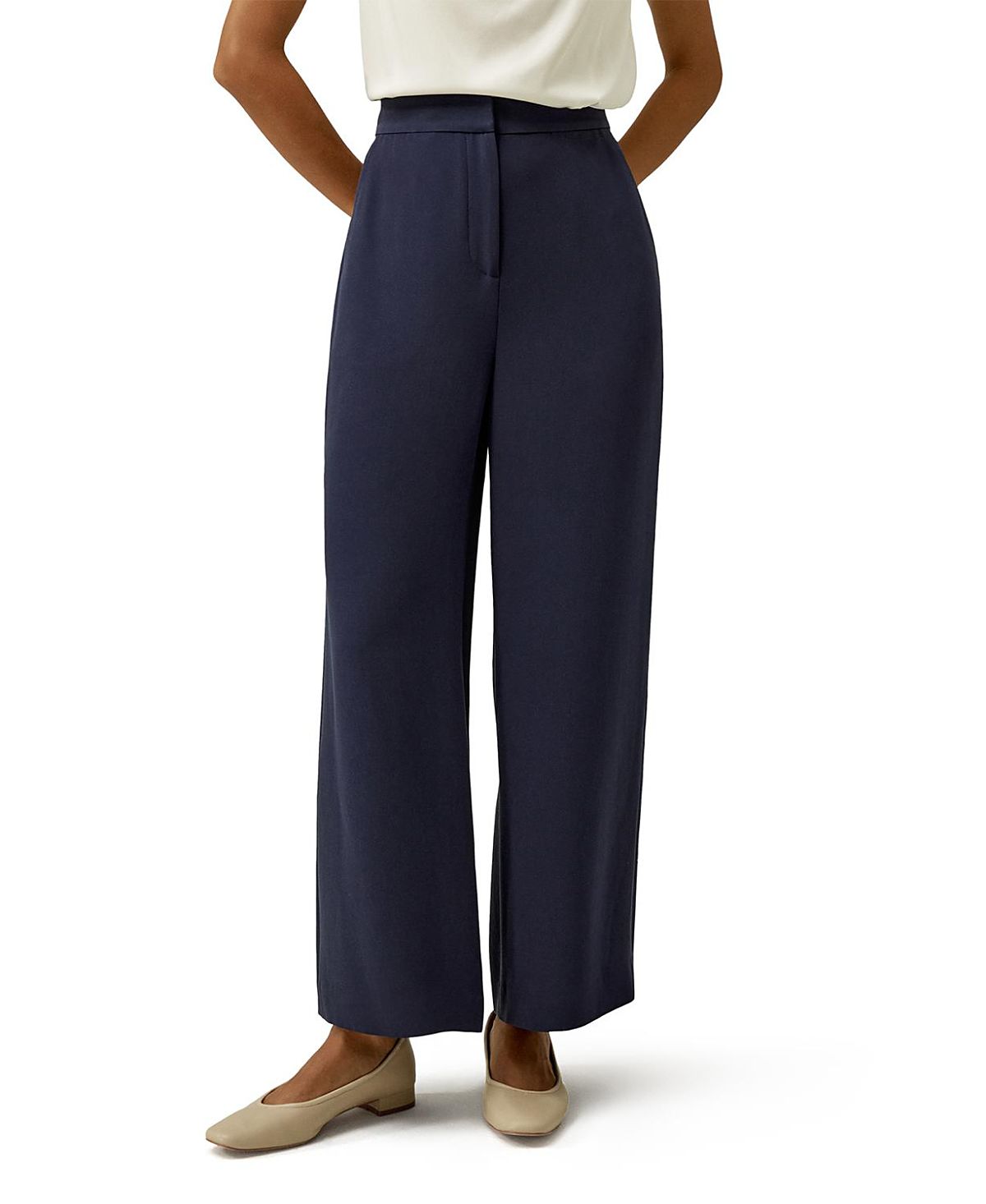 Lilysilk Silk Wide Leg Tailored Pant with Mid Rise