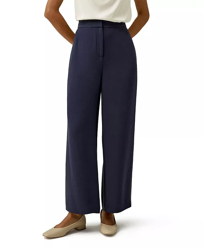 Lilysilk Silk Wide Leg Tailored Pant with Mid Rise