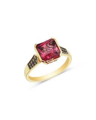 Rhodolite & Brown Diamond Ring in 14K Yellow Gold