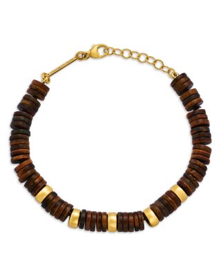 14K Yellow Gold Tiger's Eye Heishi Bead & Rondelle Bracelet