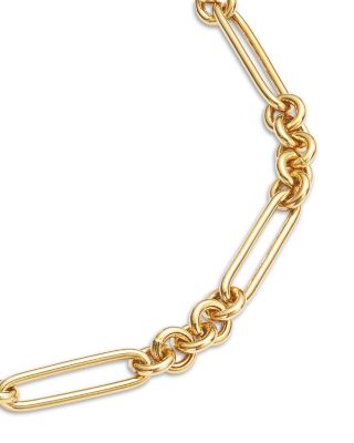 14K Yellow Gold Heavy Metal Mixed Paperclip Rolo Link Chain Bracelet