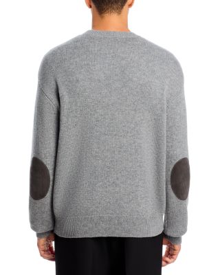 Suede Patch Crewneck Sweater