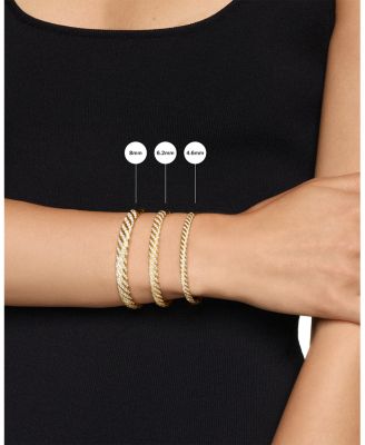 Sculpted Cable Bangle Bracelet in 18K Yellow Gold with Diamonds, 8mm