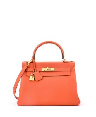  Kelly 28 Handbag Orange Togo with Gold Hardware