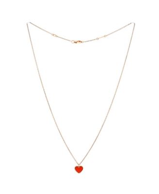  Sweet Alhambra Heart Pendant Necklace 18K Rose Gold and Carnelian