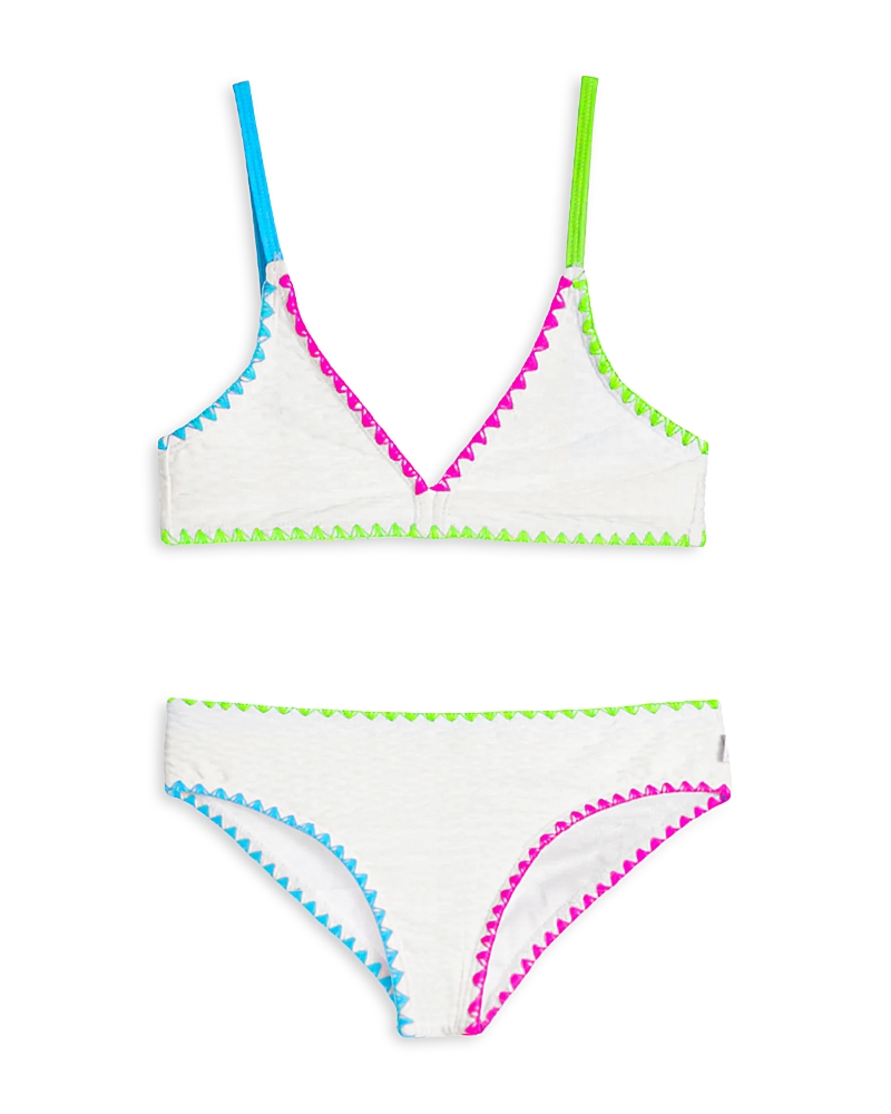 Limeapple Girls' Embroidered Two Piece Swimsuit - Big Kid In White