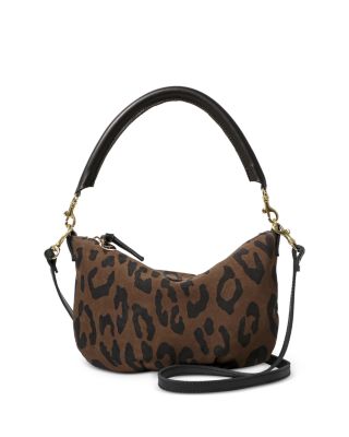 Petit Moyen Leopard Print Suede Bag