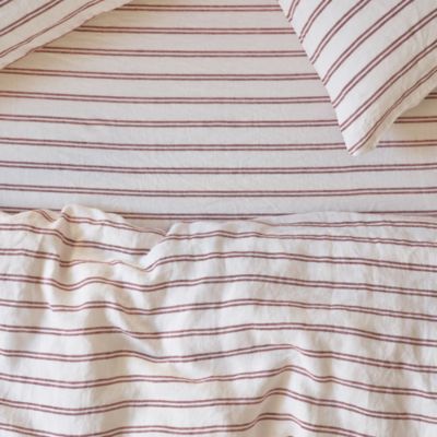  Kemptown Stripe Linen Blend Fitted Sheet, Queen