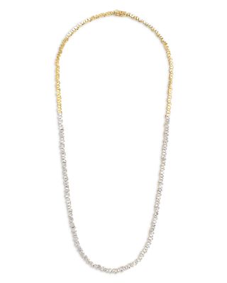 18K Yellow Gold Diamond Baguette Tennis Necklace, 17"