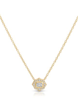 Daphne Emerald Cut Diamond Pendant Necklace in 14K Yellow Gold, 0.22 tcw