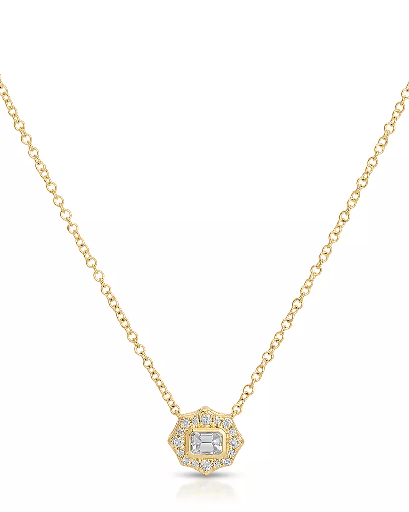 Ef Collection Daphne Emerald Cut Diamond Pendant Necklace in 14K Yellow Gold, 0.22 tcw
