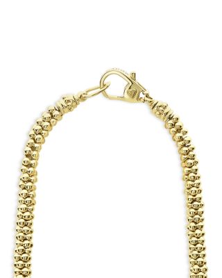 18K Yellow Gold Caviar Gold Diamond Pav&eacute; Station Beaded Collar Necklace, 16"