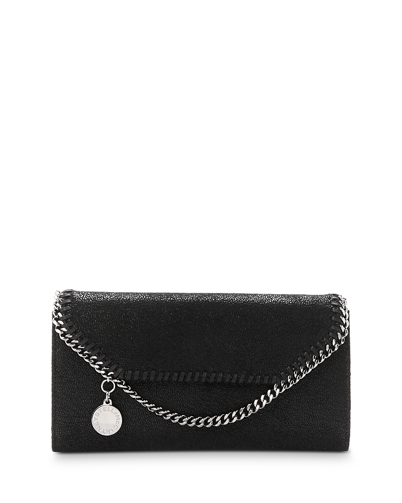 Stella Mccartney Falabella Continental Chain Wallet In Black