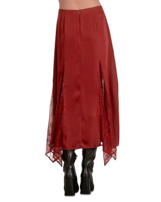 Lace Trim Midi Skirt