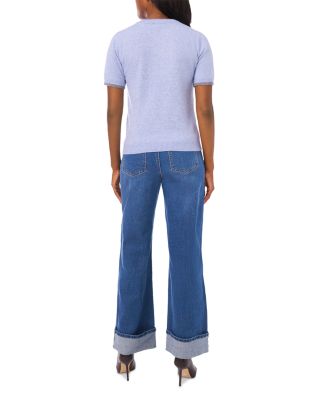 Contrast Edge Short Sleeve Sweater