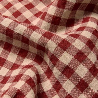 Gingham Linen Fitted Sheet, Queen