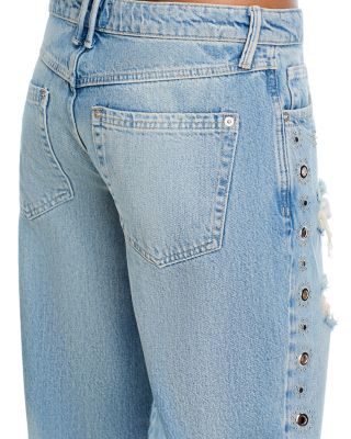Tennessee Studded Distressed Low Rise Boyfriend Fit Jeans in Destroy