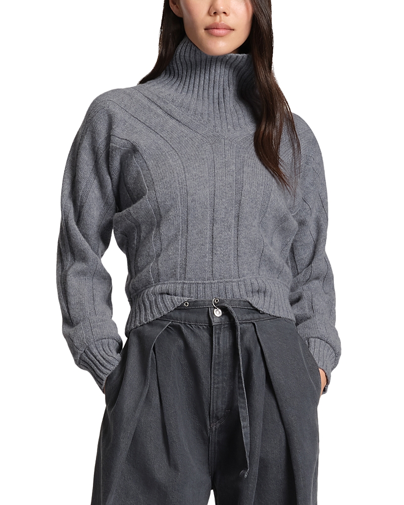 Hugo Boss Fisaniara Wool Cashmere Turtleneck Sweater In Gray