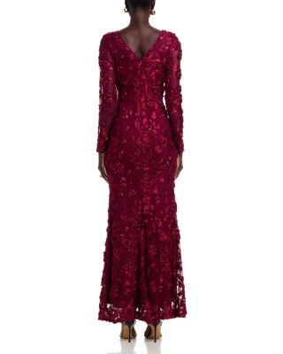 Long Sleeve 3D Floral Mesh Dress - Exclusive